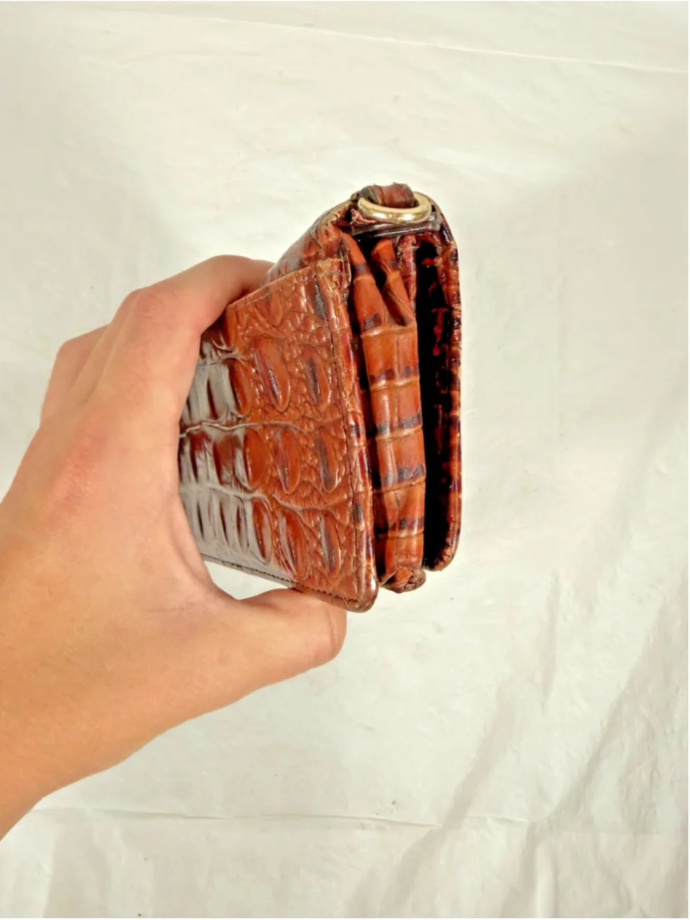 BRAHMIN DEBRA PECAN MELBOURNE LEATHER Croc Embossed WALLET
